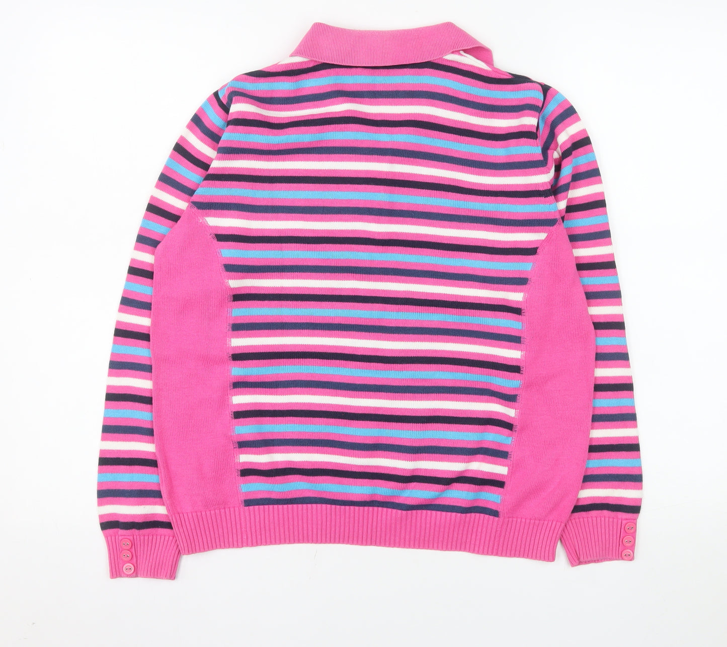 Rachel Lacey Women’s Pink Striped Cotton Polo Jumper Size 12