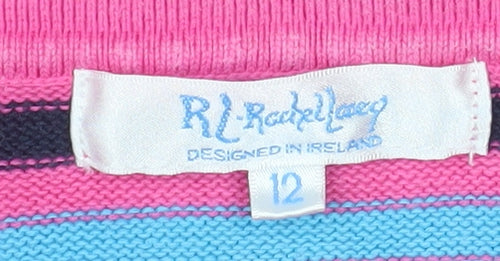 Rachel Lacey Women’s Pink Striped Cotton Polo Jumper Size 12