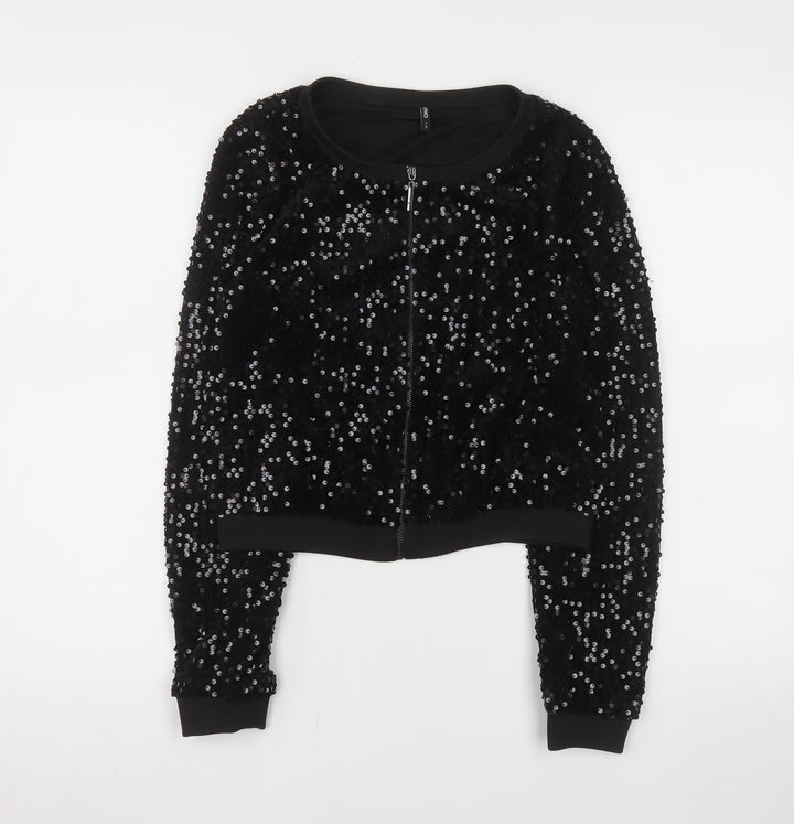 ONLY Women's Black Sequin Bomber Jacket Size S Party Wear