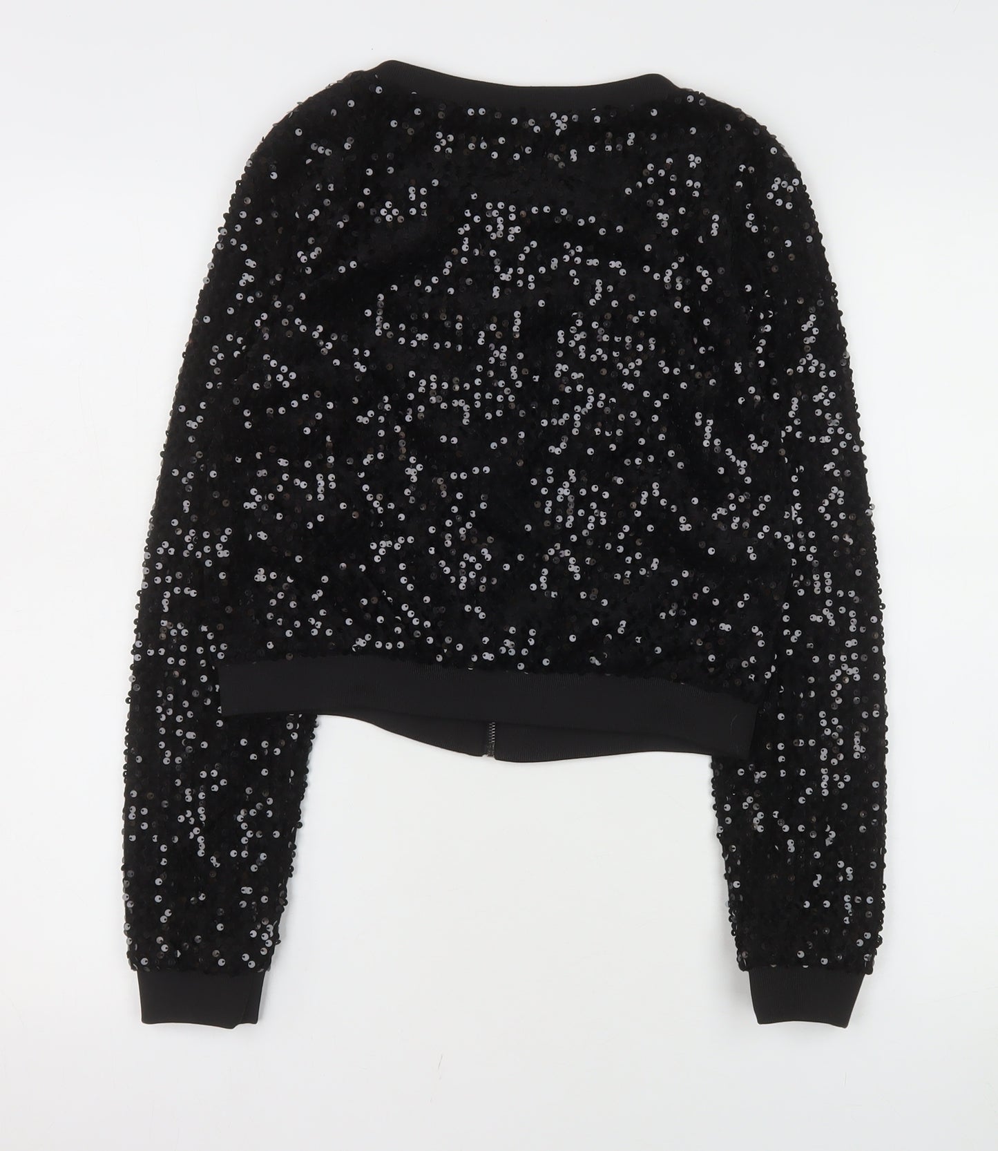 ONLY Women's Black Sequin Bomber Jacket Size S Party Wear
