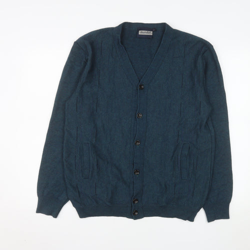 Alessandro Martelli Men's Blue Wool Blend Button Cardigan L