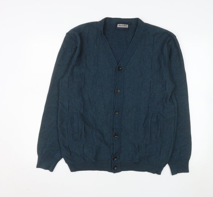 Alessandro Martelli Men's Blue Wool Blend Button Cardigan L