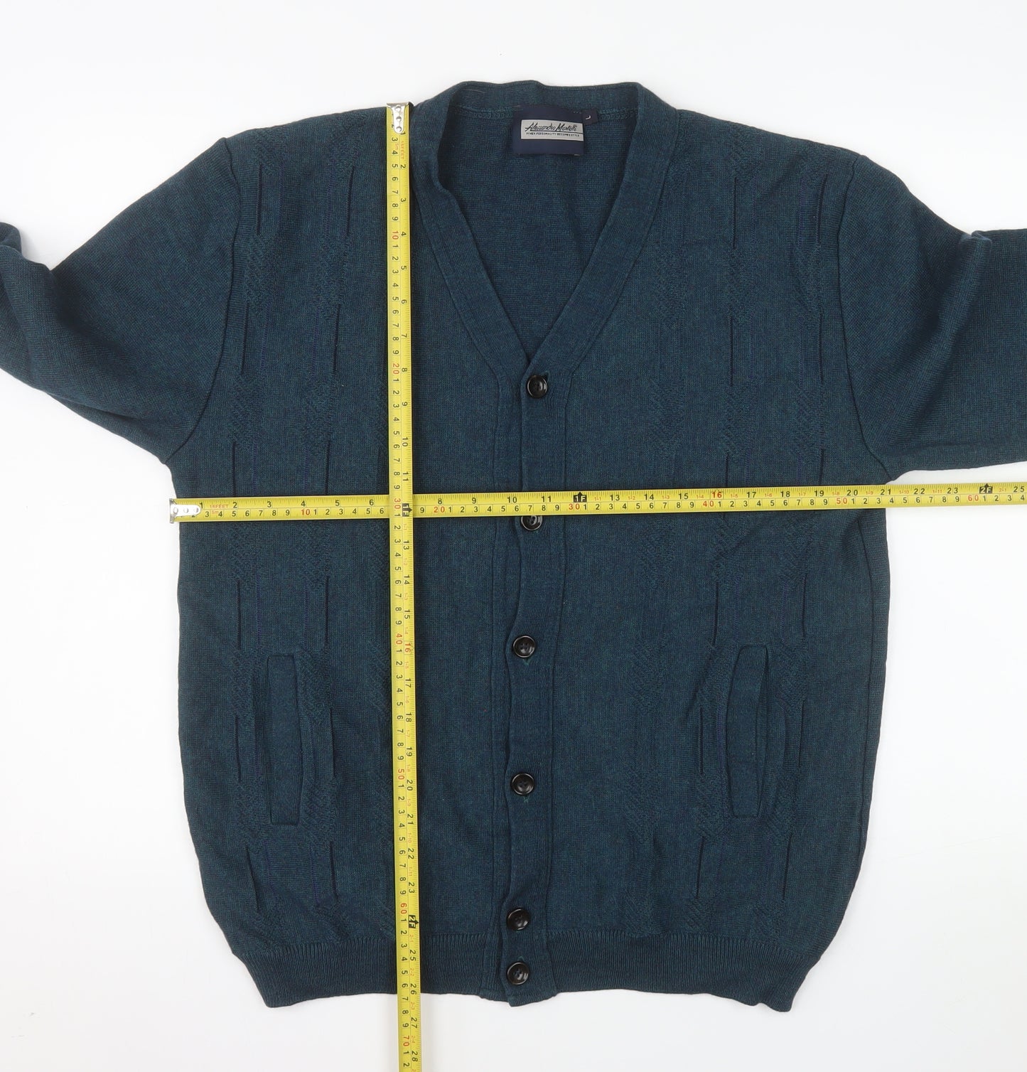 Alessandro Martelli Men's Blue Wool Blend Button Cardigan L