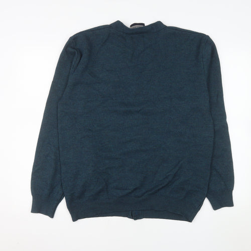 Alessandro Martelli Men's Blue Wool Blend Button Cardigan L
