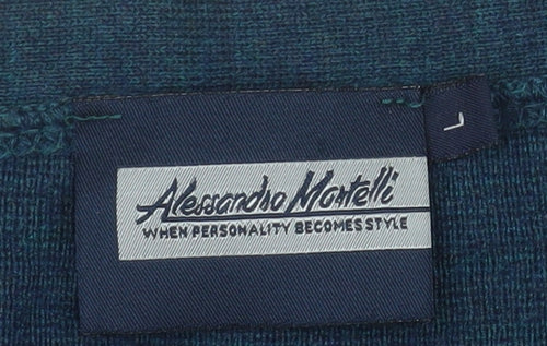 Alessandro Martelli Men's Blue Wool Blend Button Cardigan L