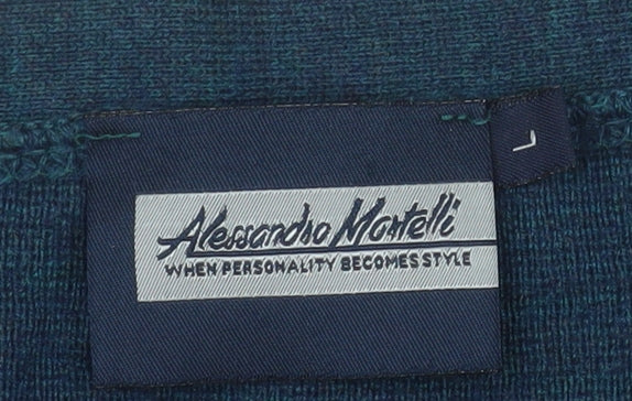 Alessandro Martelli Men's Blue Wool Blend Button Cardigan L