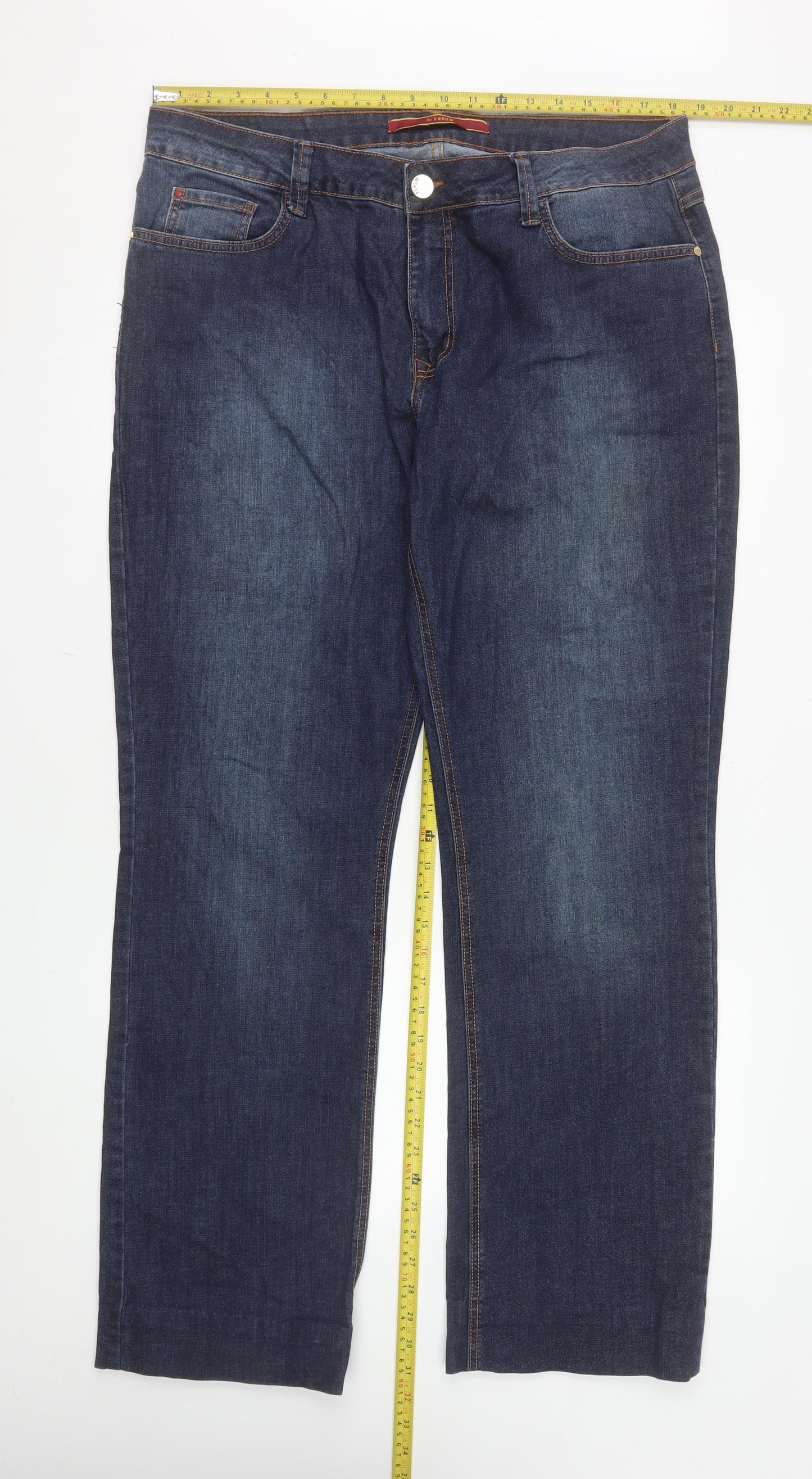Forum Men's Blue Straight Leg Stretch Denim Jeans Size 48 Regular Fit