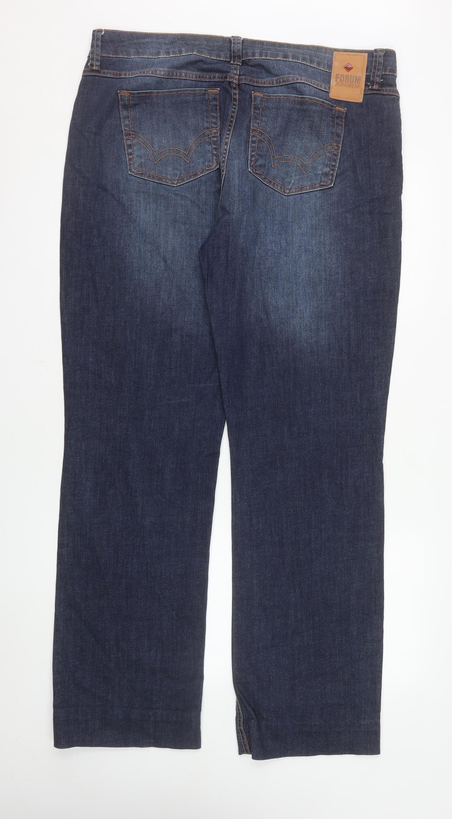 Forum Men's Blue Straight Leg Stretch Denim Jeans Size 48 Regular Fit