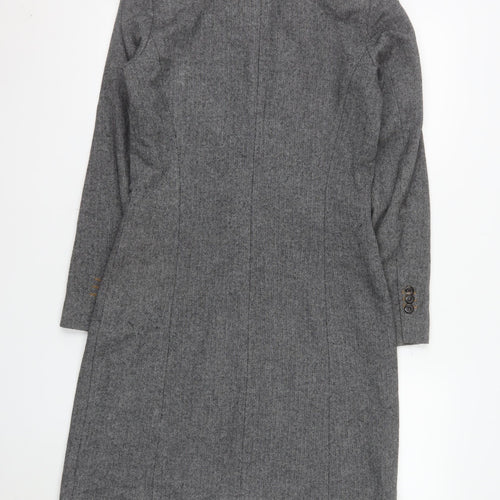 Summum Woman Grey Herringbone Wool Blend Long Overcoat Women’s Size 6