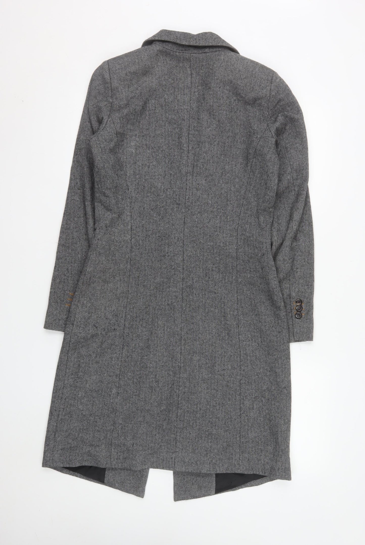 Summum Woman Grey Herringbone Wool Blend Long Overcoat Women’s Size 6