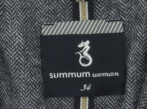 Summum Woman Grey Herringbone Wool Blend Long Overcoat Women’s Size 6