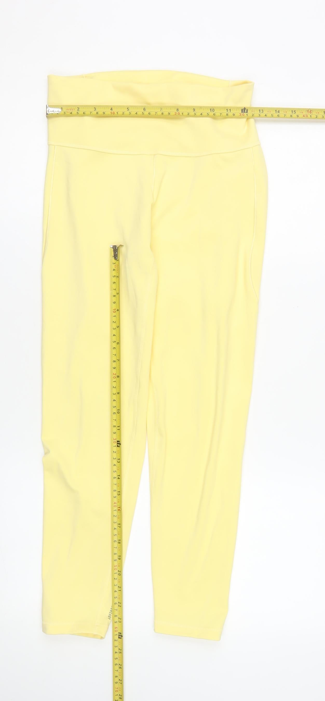 Adidas Womens Yellow L Ankle Leggings Stretch Activewear Trousers