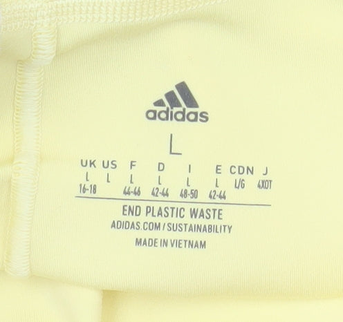 Adidas Womens Yellow L Ankle Leggings Stretch Activewear Trousers