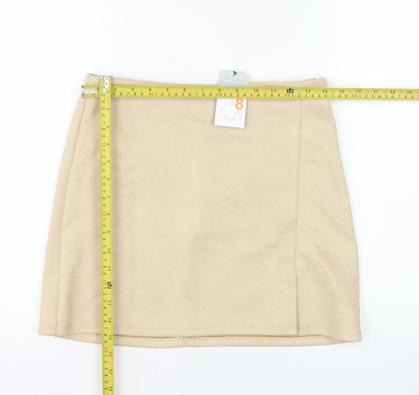 Primark Women Beige Size 8 Suede Mini Skirt High Rise