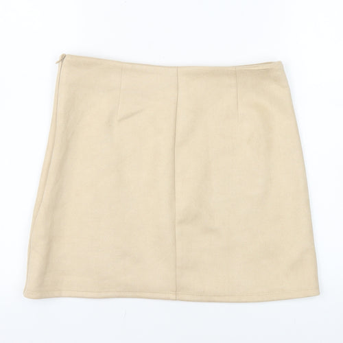 Primark Women Beige Size 8 Suede Mini Skirt High Rise