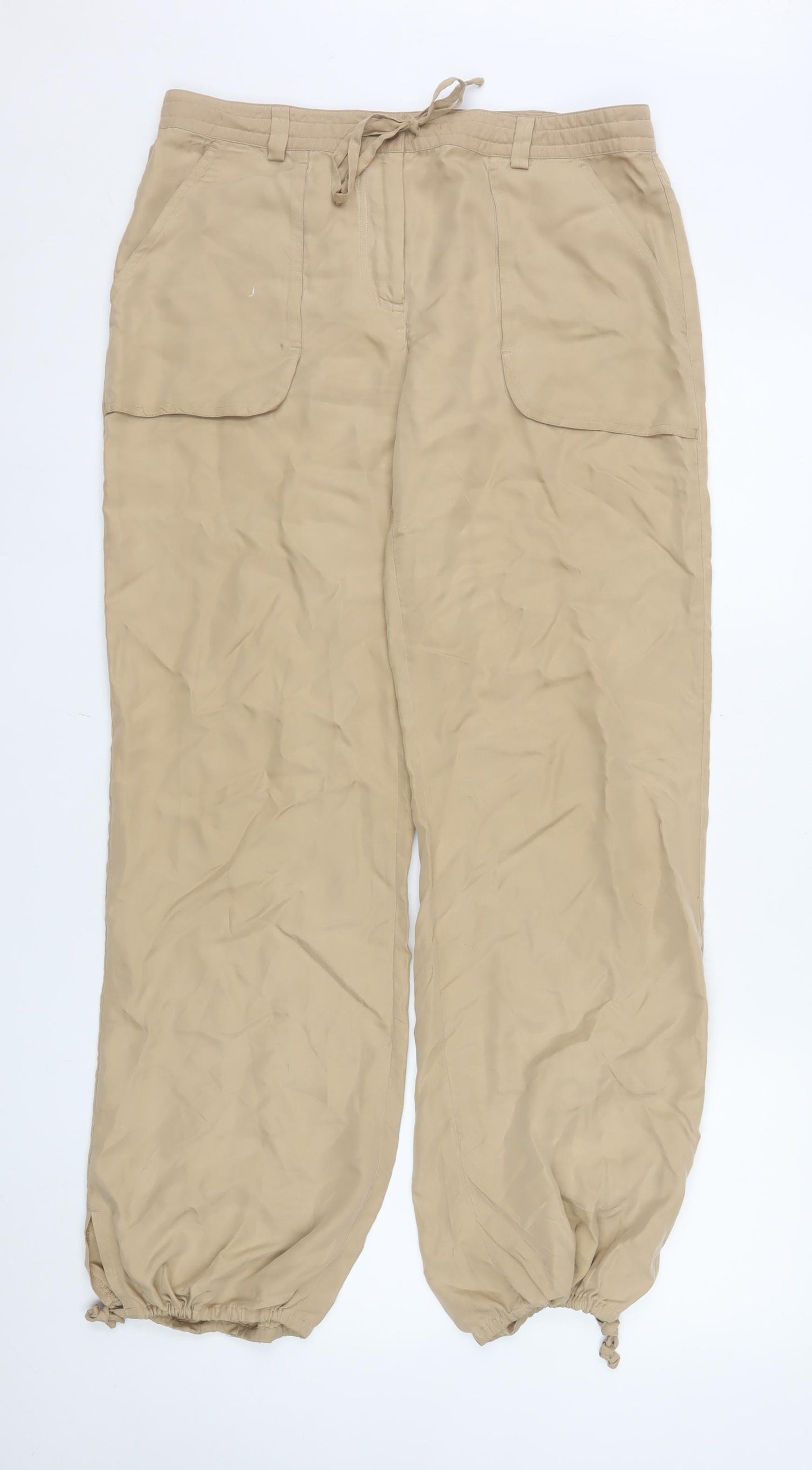 Next Women’s Beige Silk Cargo Trousers UK 12 Regular