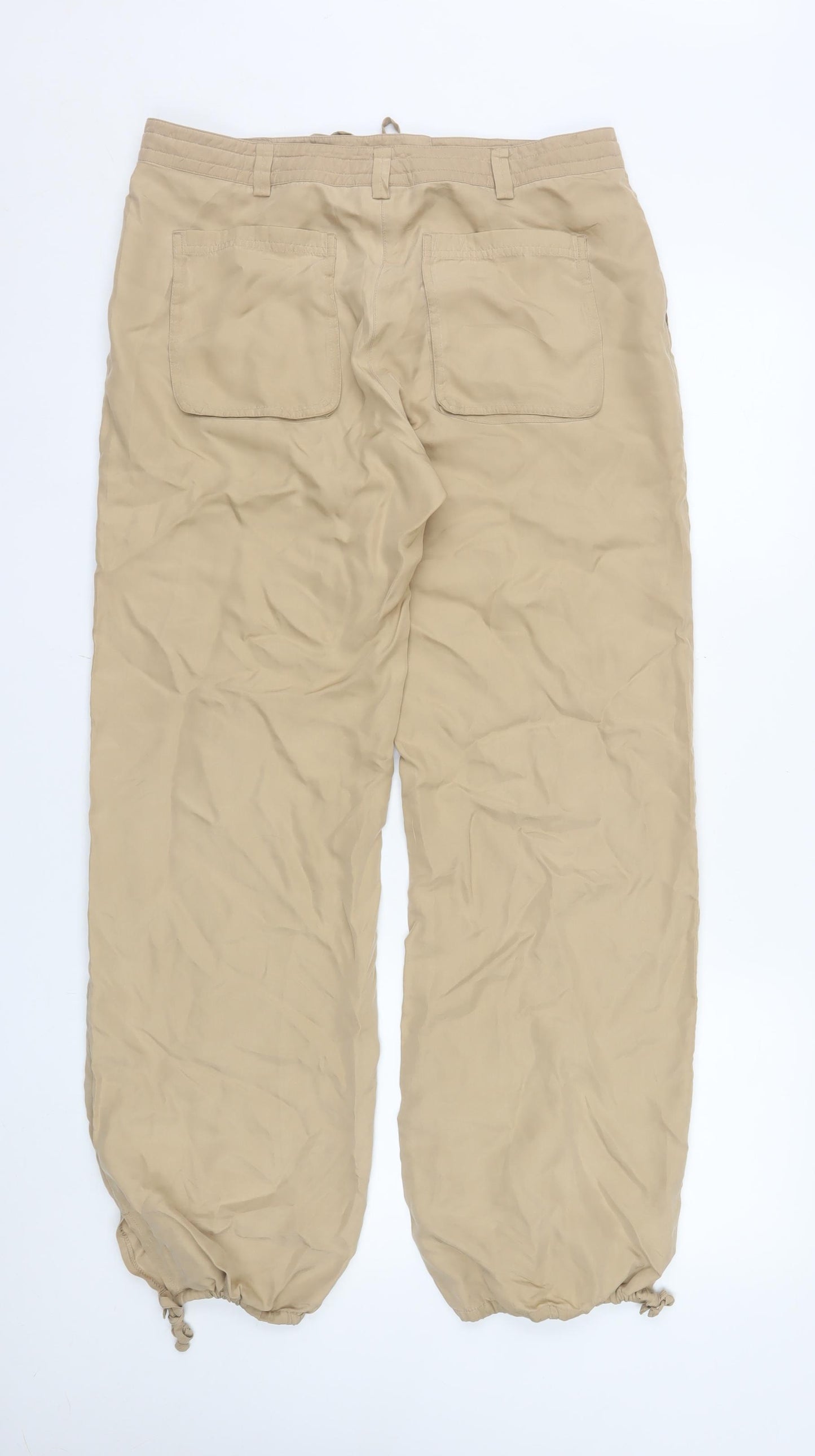 Next Women’s Beige Silk Cargo Trousers UK 12 Regular
