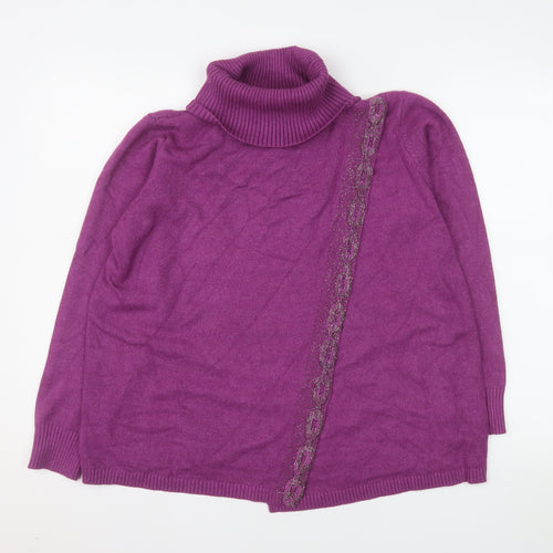 Paco Boutique Womens Purple Roll Neck Knit Jumper Size 12