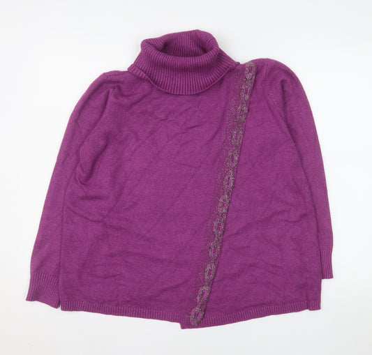 Paco Boutique Womens Purple Roll Neck Knit Jumper Size 12