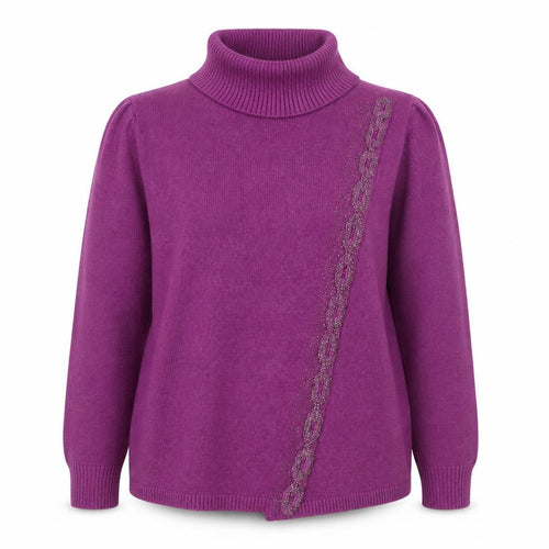 Paco Boutique Womens Purple Roll Neck Knit Jumper Size 12