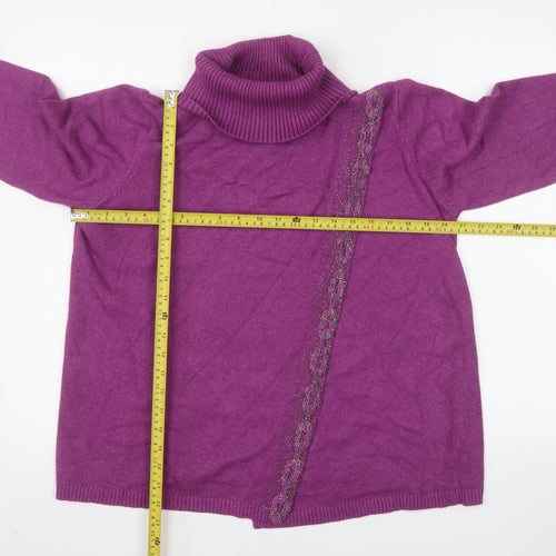 Paco Boutique Womens Purple Roll Neck Knit Jumper Size 12