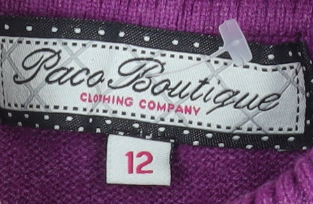 Paco Boutique Womens Purple Roll Neck Knit Jumper Size 12