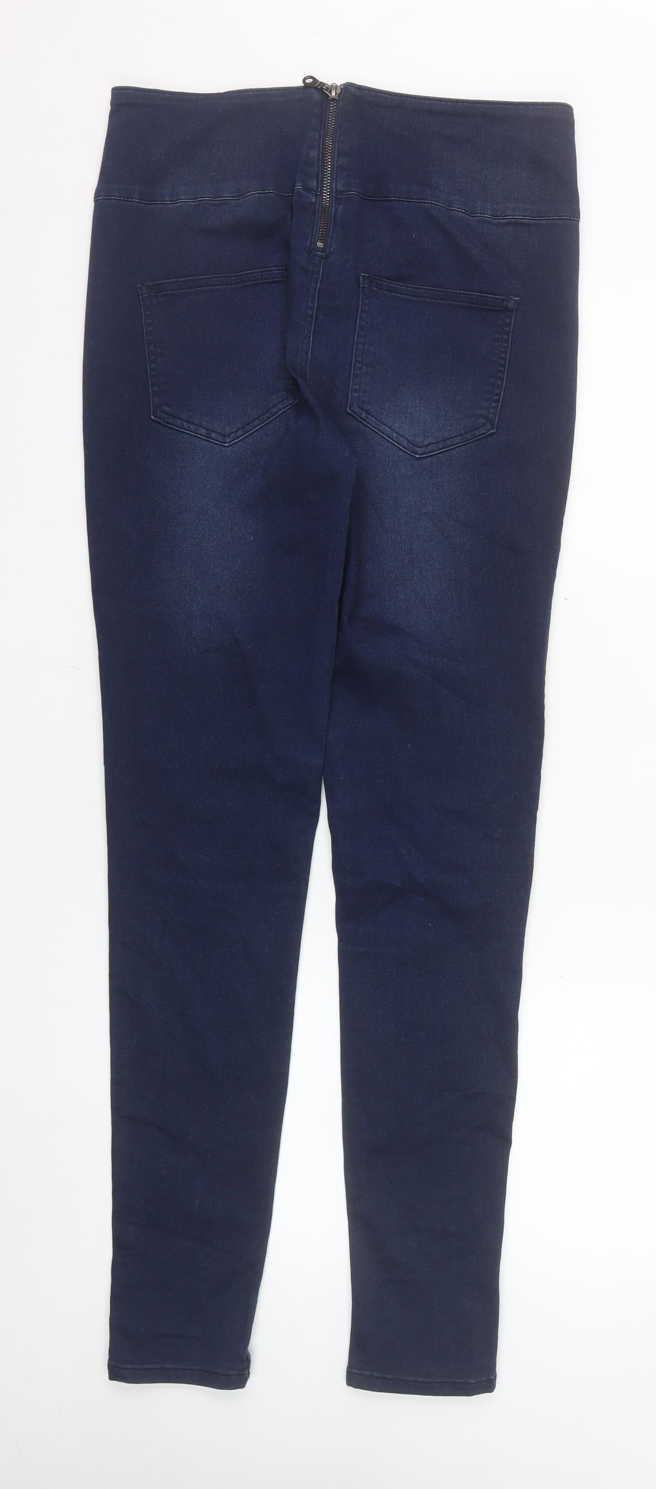 Pieces Womens Blue High Waist Jegging Size L Slim Fit Denim Jeans