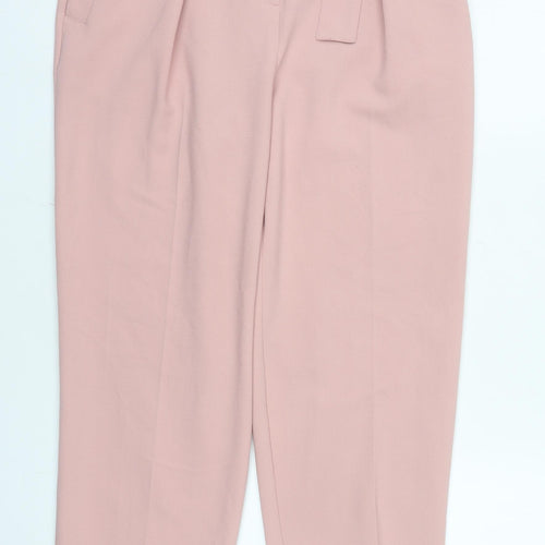Topshop Women’s Pink Belted High Rise Pleated Tapered Trousers Size 8
