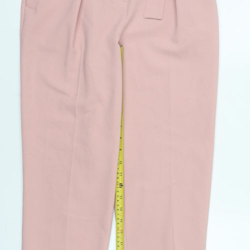 Topshop Women’s Pink Belted High Rise Pleated Tapered Trousers Size 8
