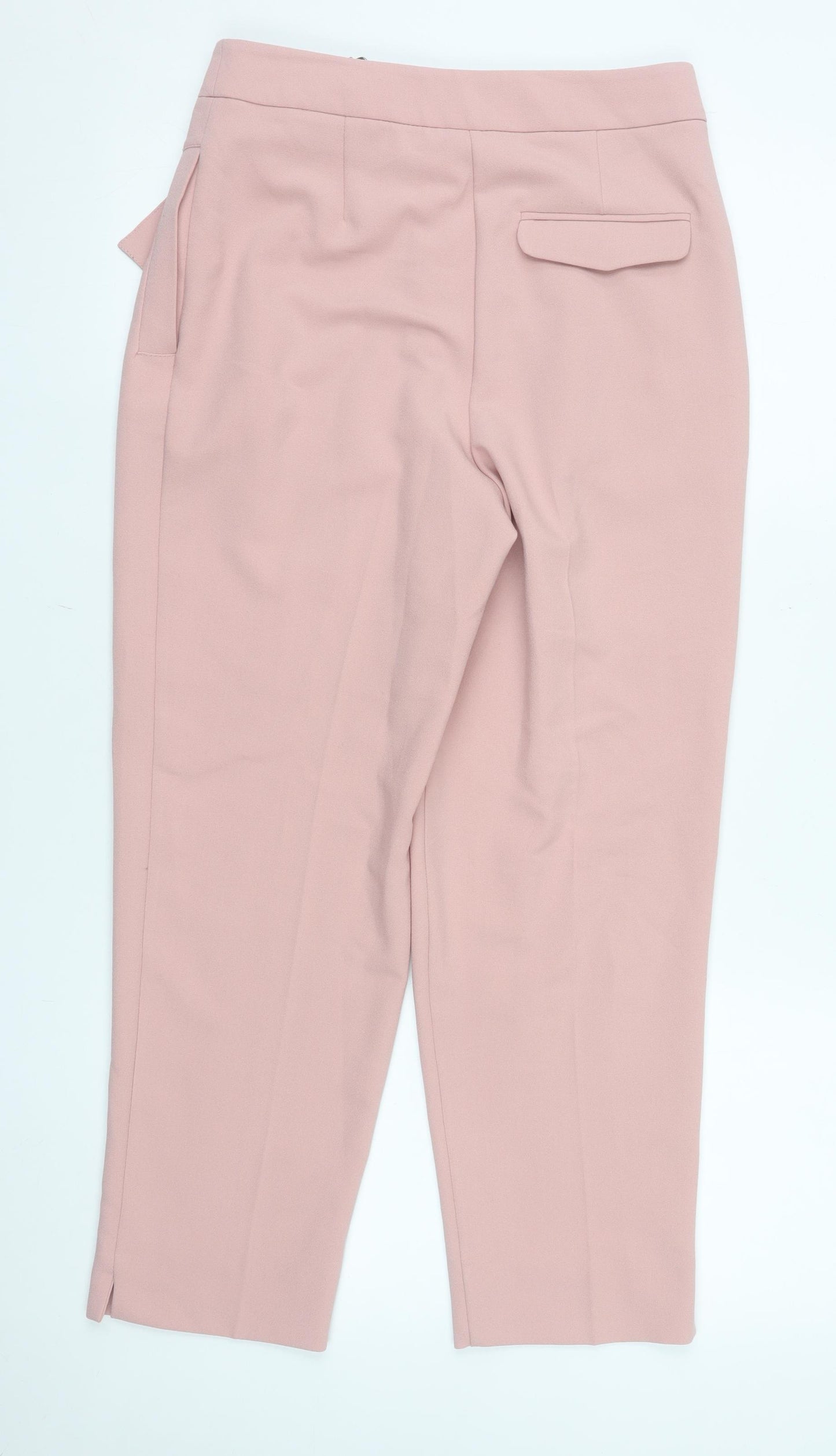 Topshop Women’s Pink Belted High Rise Pleated Tapered Trousers Size 8