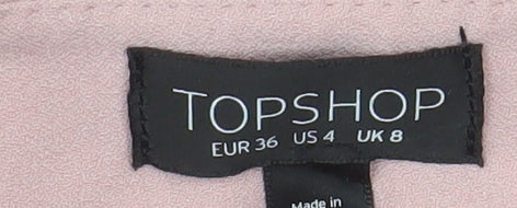 Topshop Women’s Pink Belted High Rise Pleated Tapered Trousers Size 8