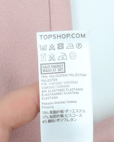 Topshop Women’s Pink Belted High Rise Pleated Tapered Trousers Size 8