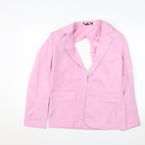 PrettyLittleThing Women Pink Blazer Jacket UK 6 Slim Fit Lined Polyester