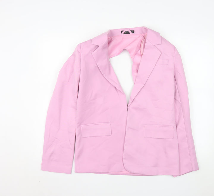 PrettyLittleThing Women Pink Blazer Jacket UK 6 Slim Fit Lined Polyester