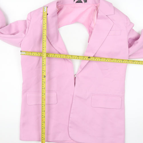 PrettyLittleThing Women Pink Blazer Jacket UK 6 Slim Fit Lined Polyester