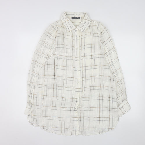 Mint Velvet Women's Ivory Check Cotton Button-Up Shirt Size S