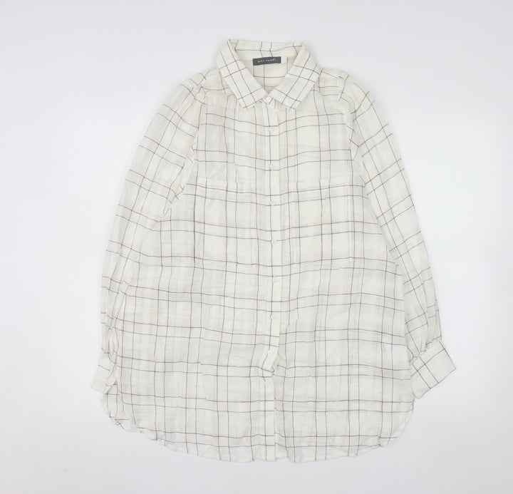 Mint Velvet Women's Ivory Check Cotton Button-Up Shirt Size S