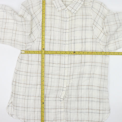 Mint Velvet Women's Ivory Check Cotton Button-Up Shirt Size S