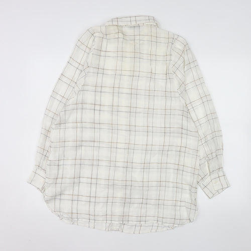 Mint Velvet Women's Ivory Check Cotton Button-Up Shirt Size S