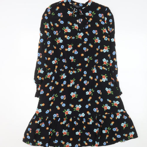 Dunnes Stores Women’s Black Floral A-Line Knee Length Dress Size 12