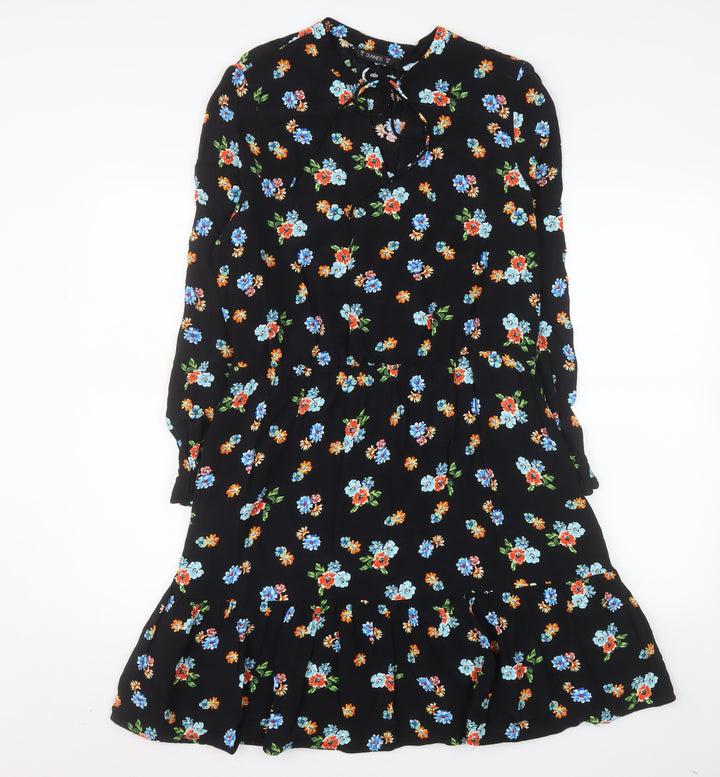 Dunnes Stores Women’s Black Floral A-Line Knee Length Dress Size 12