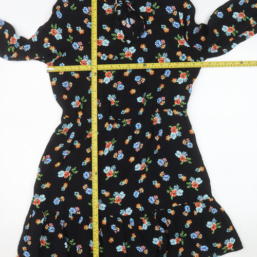 Dunnes Stores Women’s Black Floral A-Line Knee Length Dress Size 12