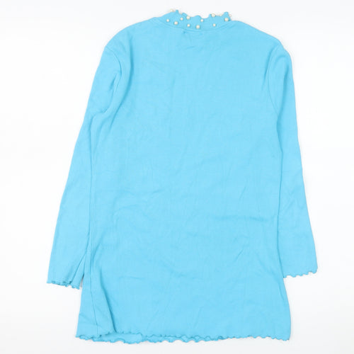 Savida Women Blue Pearl Neck Long Sleeve Knit Jumper Size 14