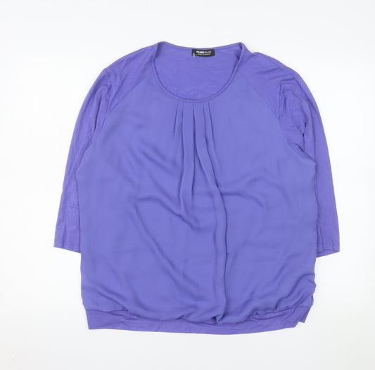 Frank Walder Women's Purple Tunic Blouse Size 20 3/4 Sleeve Viscose