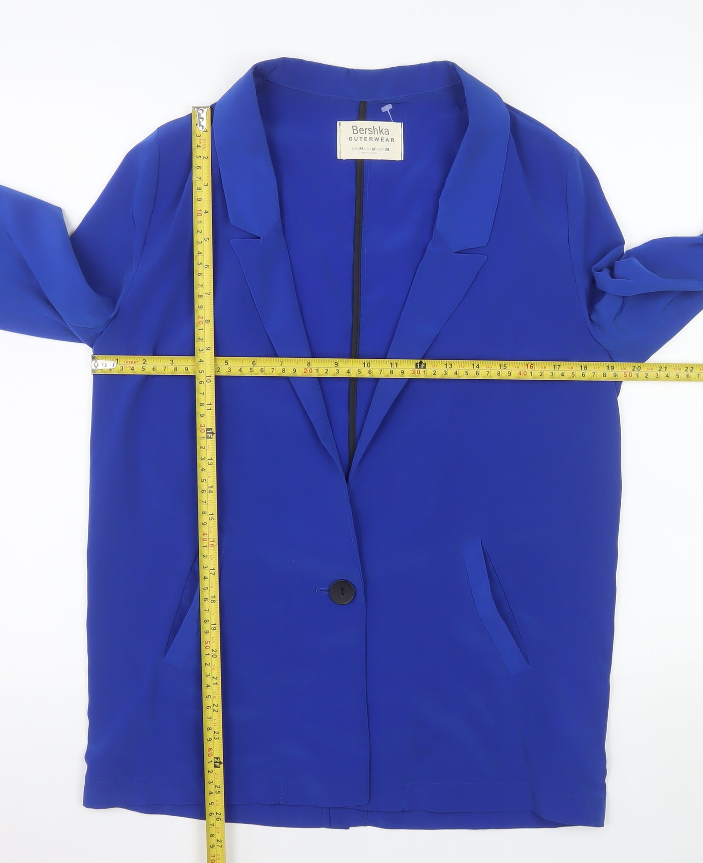 Bershka Women Blue Regular Fit Single-Breasted Blazer Size 12