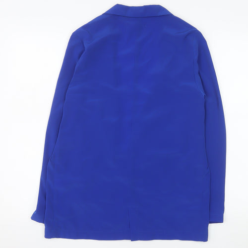 Bershka Women Blue Regular Fit Single-Breasted Blazer Size 12