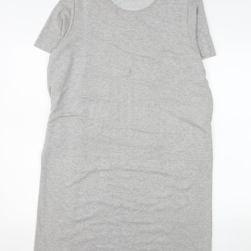 COS Women Grey Knee Length T-Shirt Dress Size 14 Short Sleeve Stretch