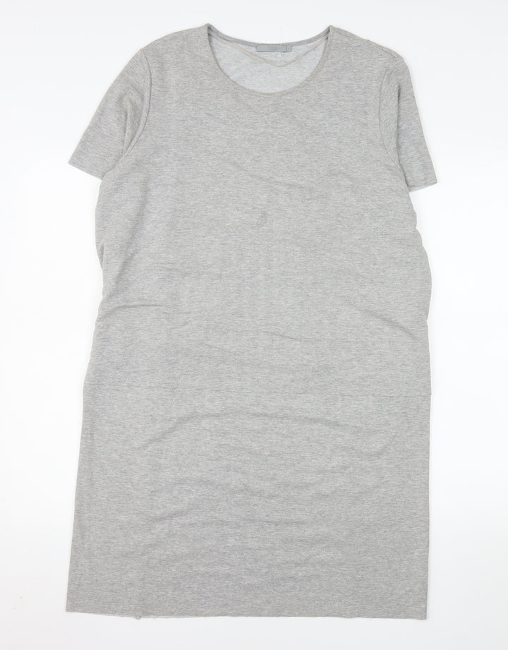 COS Women Grey Knee Length T-Shirt Dress Size 14 Short Sleeve Stretch