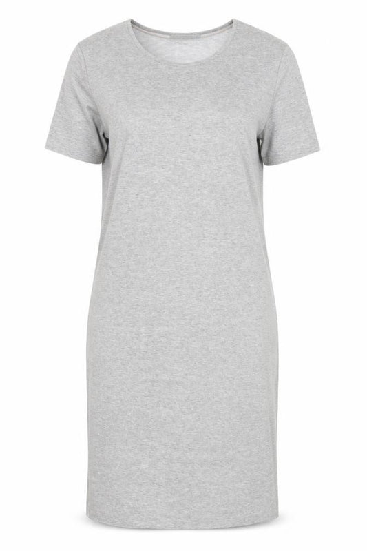 Front view of COS Women Grey Knee Length T-Shirt Dress, size 14, Short Sleeve Stretch