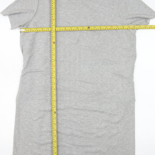 COS Women Grey Knee Length T-Shirt Dress Size 14 Short Sleeve Stretch